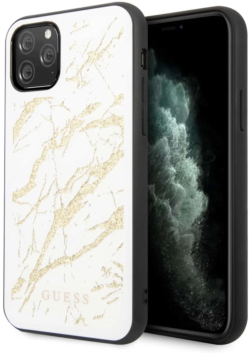 met Wit hoesje van Guess - Backcover - iPhone 11 Pro - 2020 Collection fra Guess i Guld – produktbillede