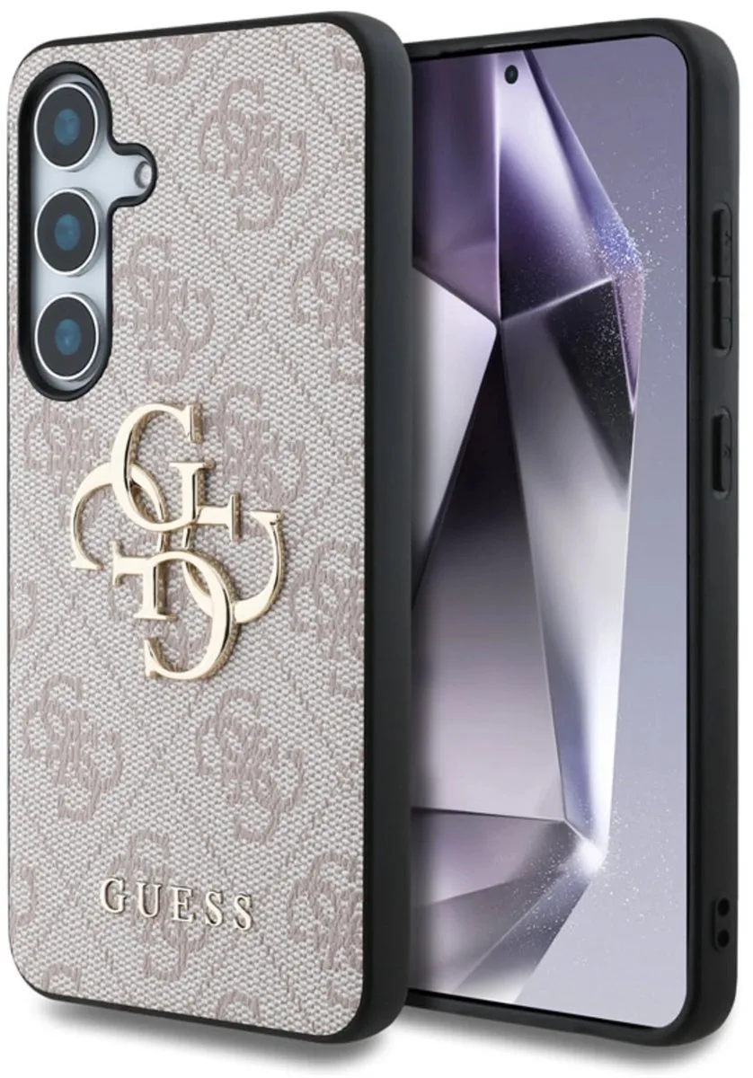 Metal Logo geschikt voor Samsung Galaxy S25 hoesje van Guess in Roze – productfoto