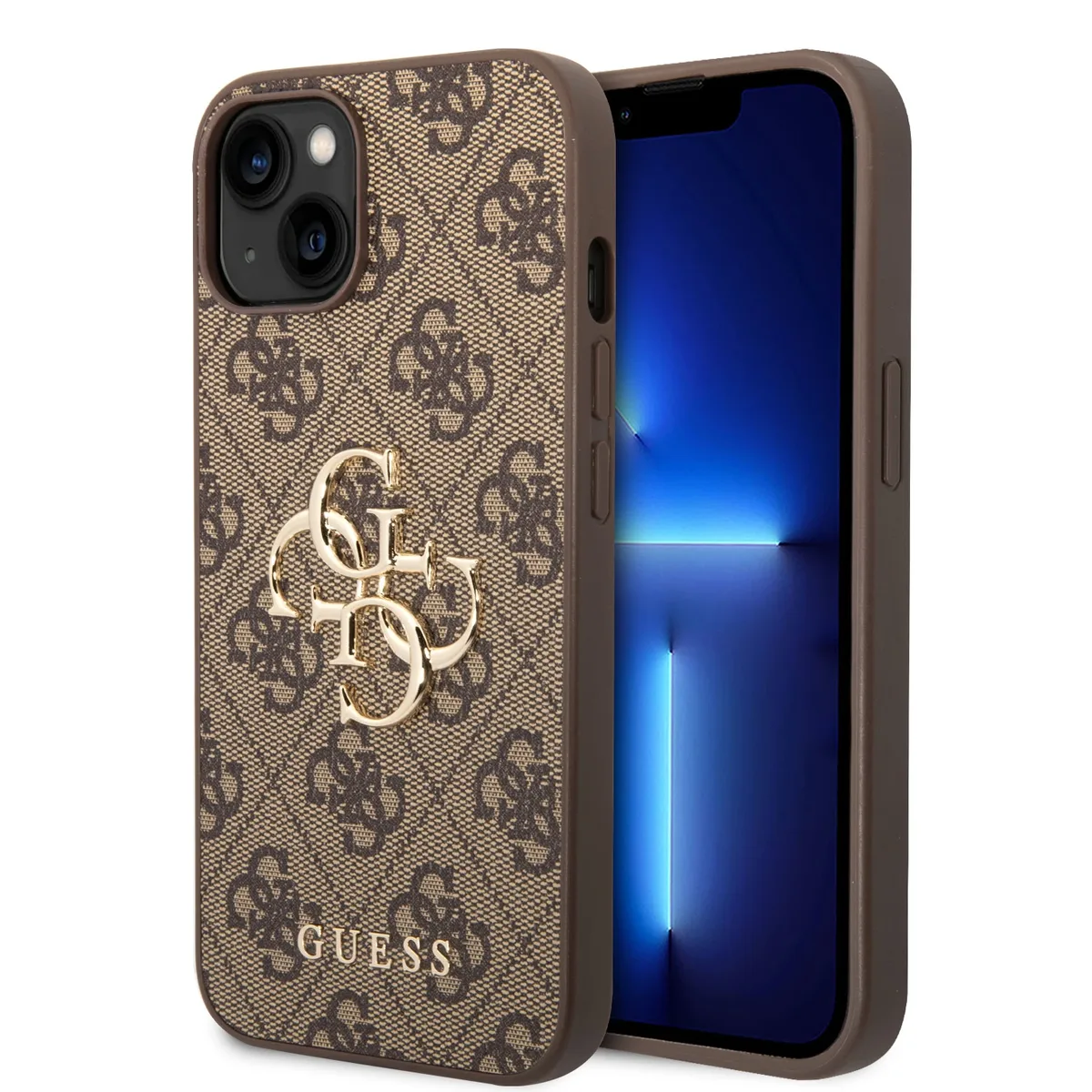Metal Logo iPhone 15 hoesje - Bruin van Guess – productfoto