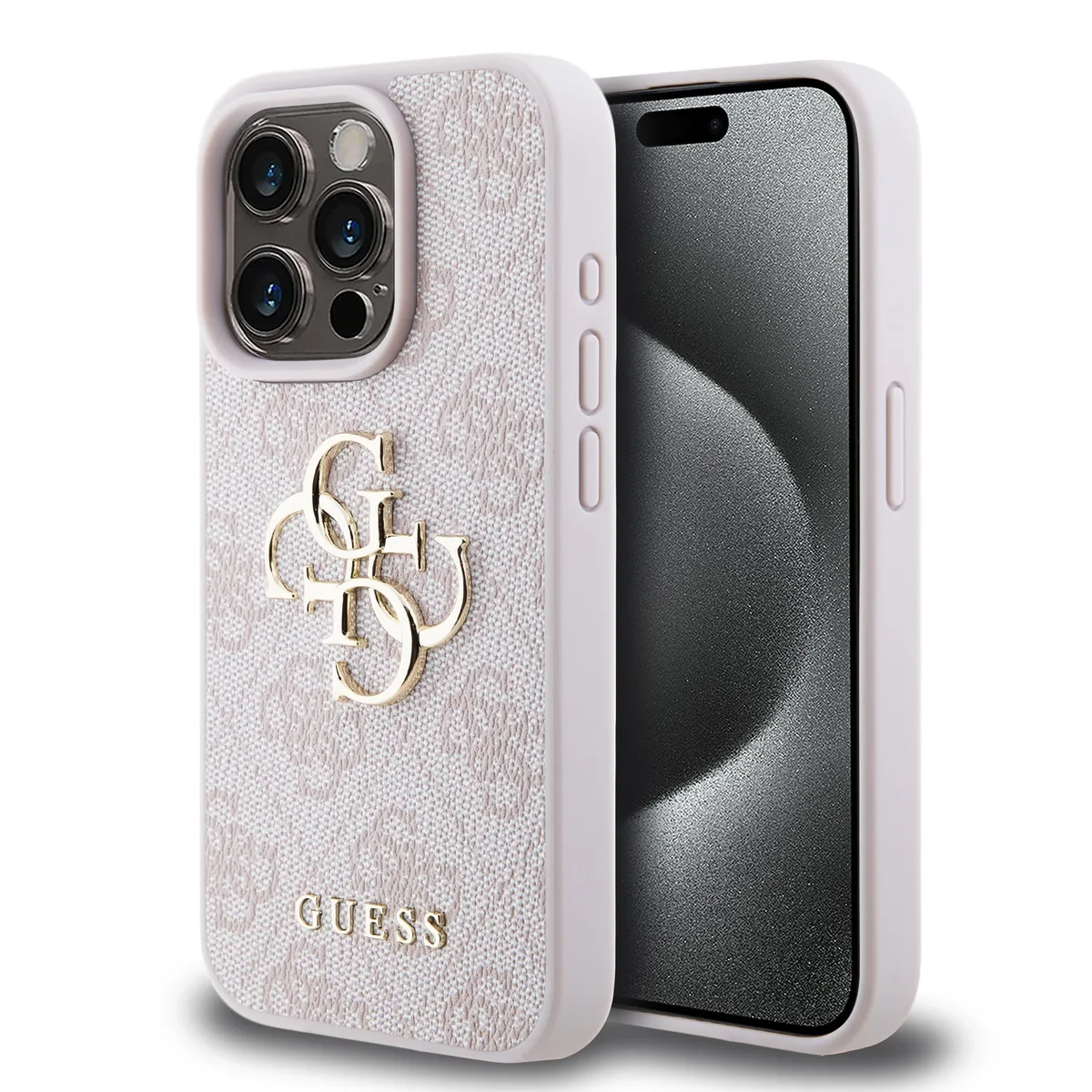 Metal Logo iPhone 15 Pro hoesje - Roze de Guess – photo produit