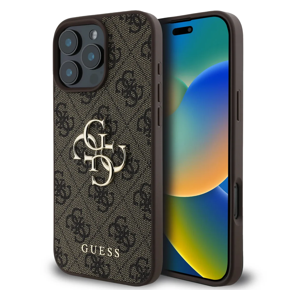 Metal Logo iPhone 16 Pro hoesje - Bruin de Guess – photo produit