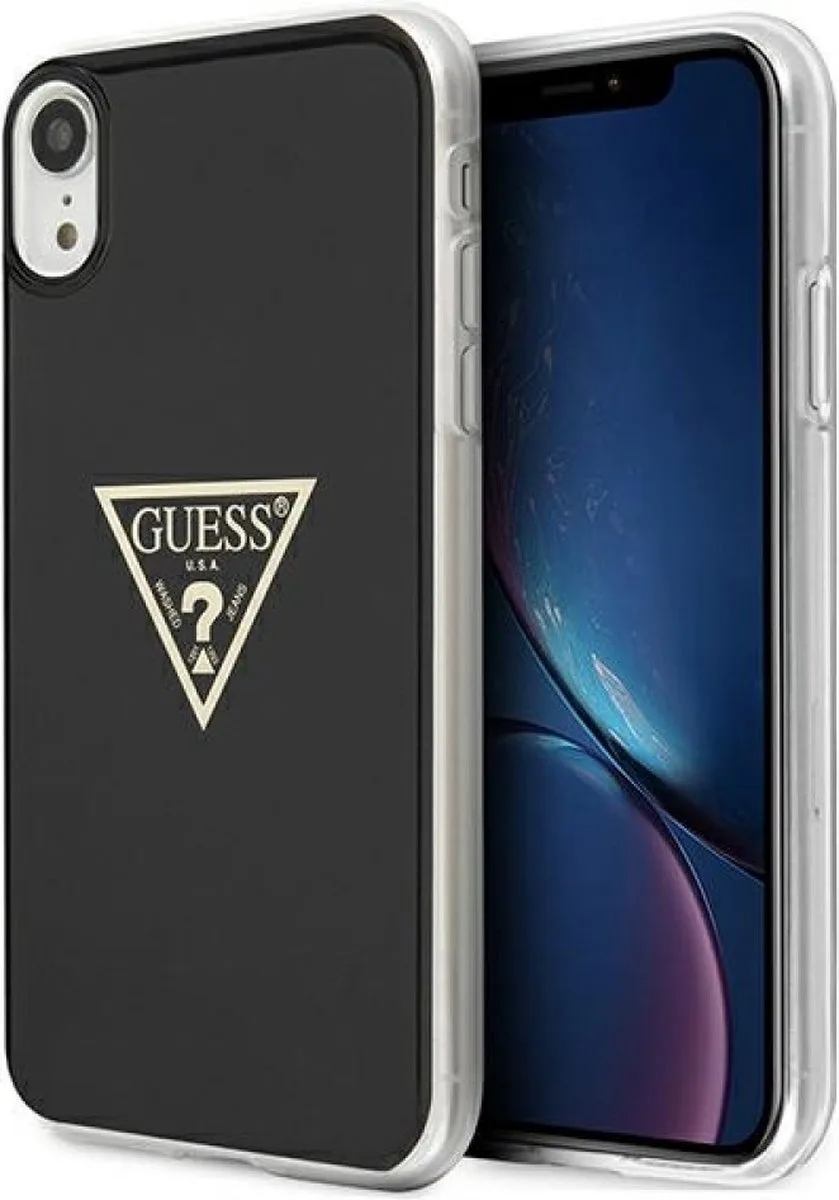 Metallic Triangle Logo Back Cover - Geschikt voor Apple iPhone XR (6.1") från Guess i Svart – produktbild