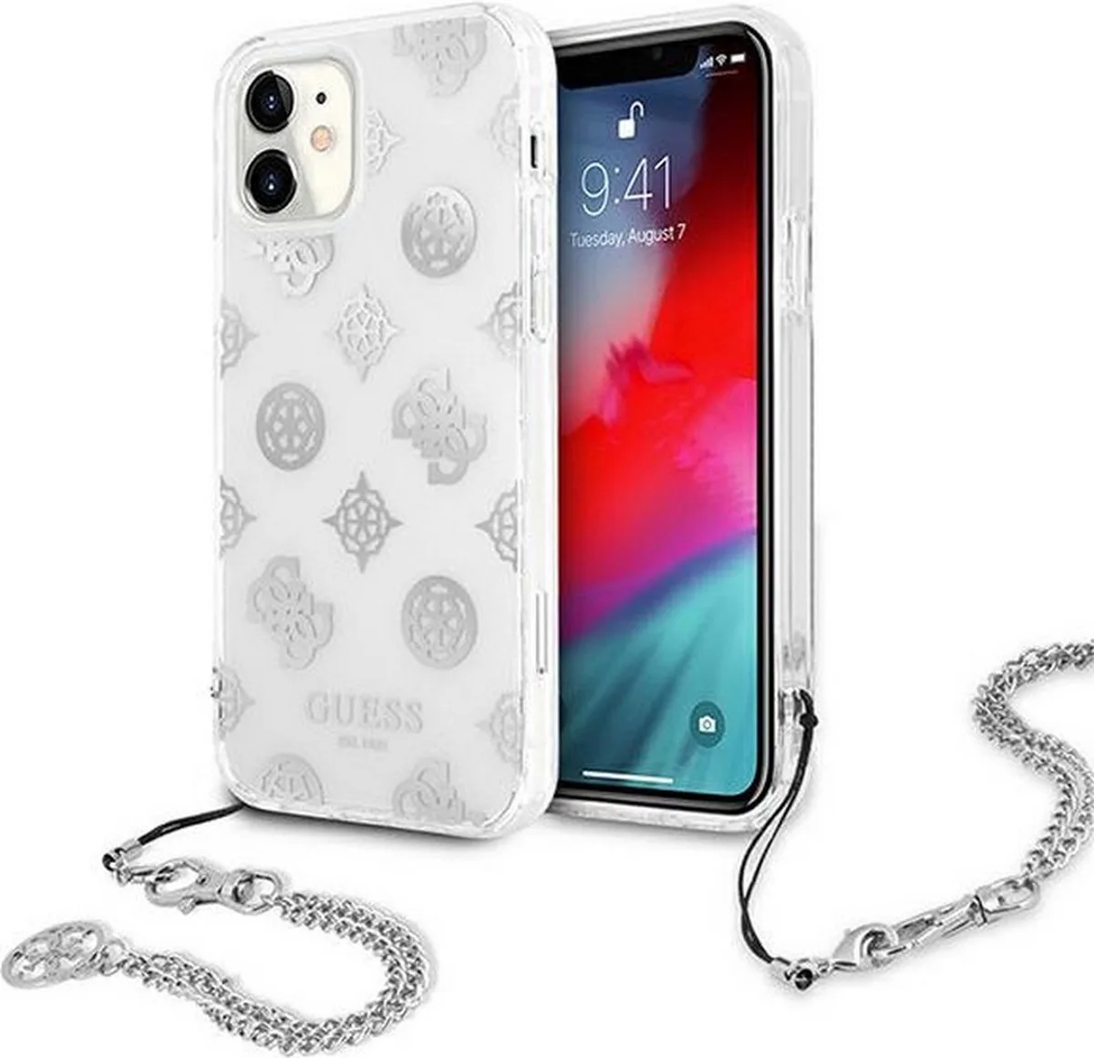 Peony Back Case met Strap - Geschikt voor Apple iPhone 11 (6.1") de Guess en Argent – photo produit