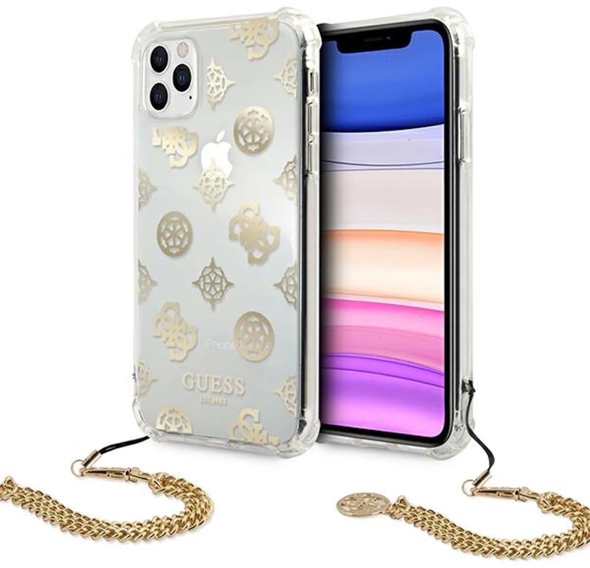 Peony Back Case met Strap - Geschikt voor Apple iPhone 11 Pro (5.8") de Guess en Or – photo produit
