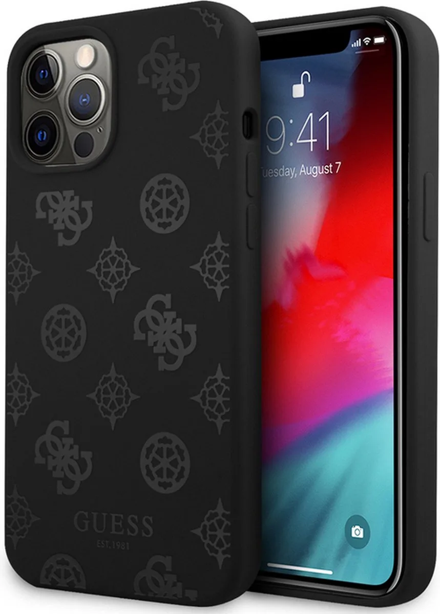 Peony Silicone Back Case - Geschikt voor Apple iPhone 12/12 Pro (6.1") fra Guess i Sort – produktbillede