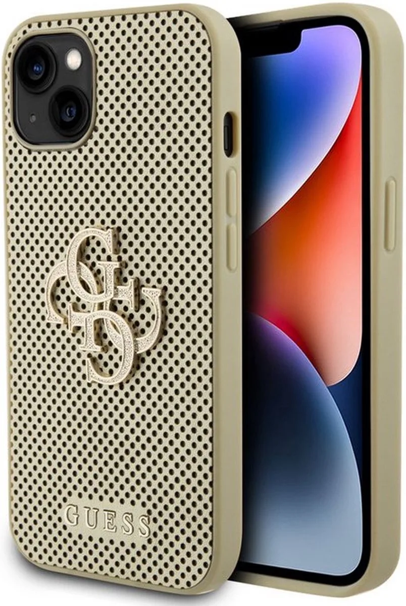 Perforated 4G Back Case - Geschikt voor Apple iPhone 15 (6.1") van Guess in Goud – productfoto