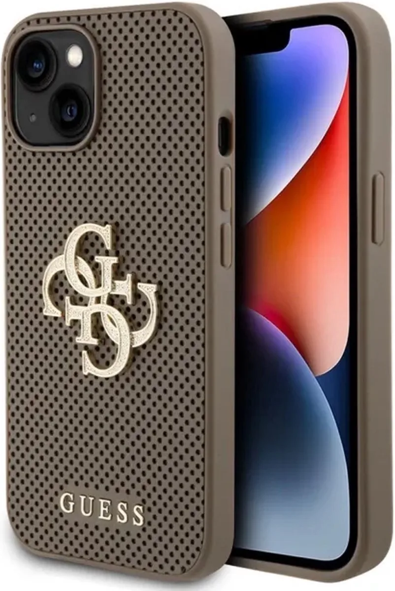 Perforated 4G Back Case - Geschikt voor Apple iPhone 15 (6.1") - Taupe de Guess en Marron – photo produit