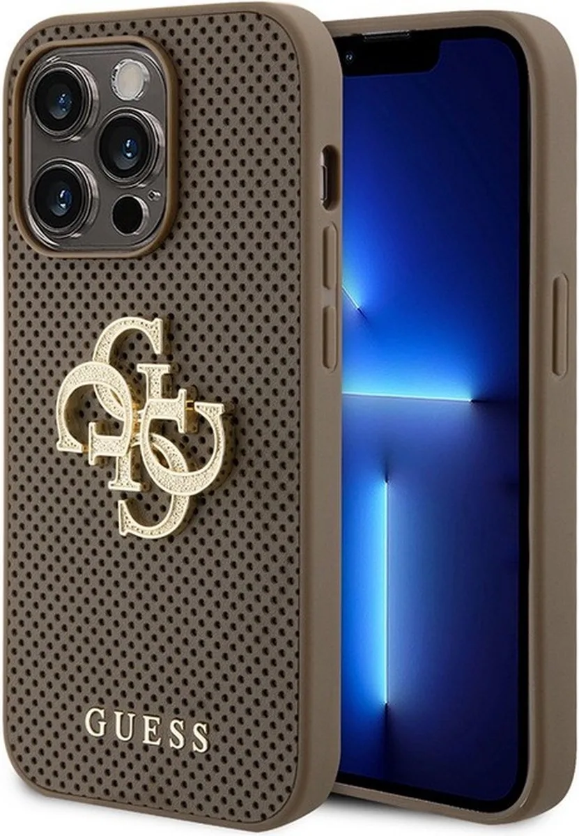 Perforated 4G Back Case - Geschikt voor Apple iPhone 15 Pro (6.1") - Taupe de Guess en Marron – photo produit