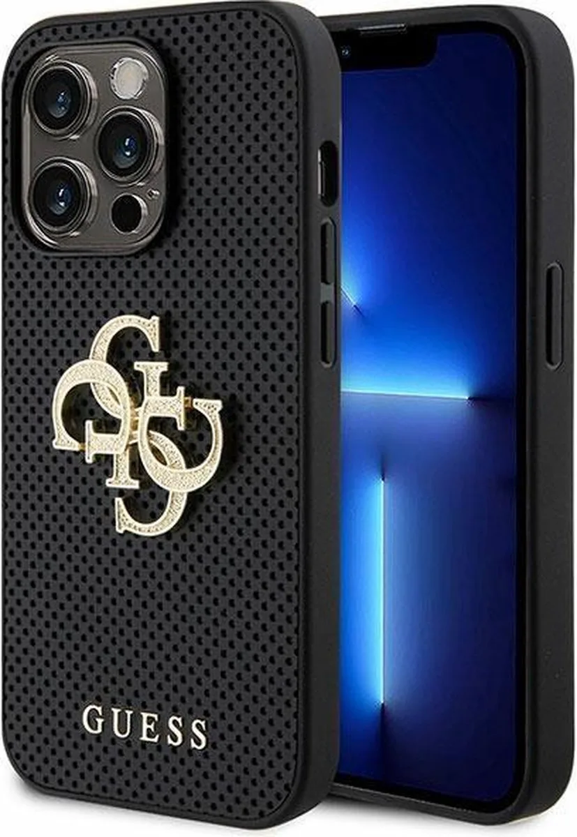Perforated 4G Back Case - Geschikt voor Apple iPhone 15 Pro (6.1") van Guess in Zwart – productfoto
