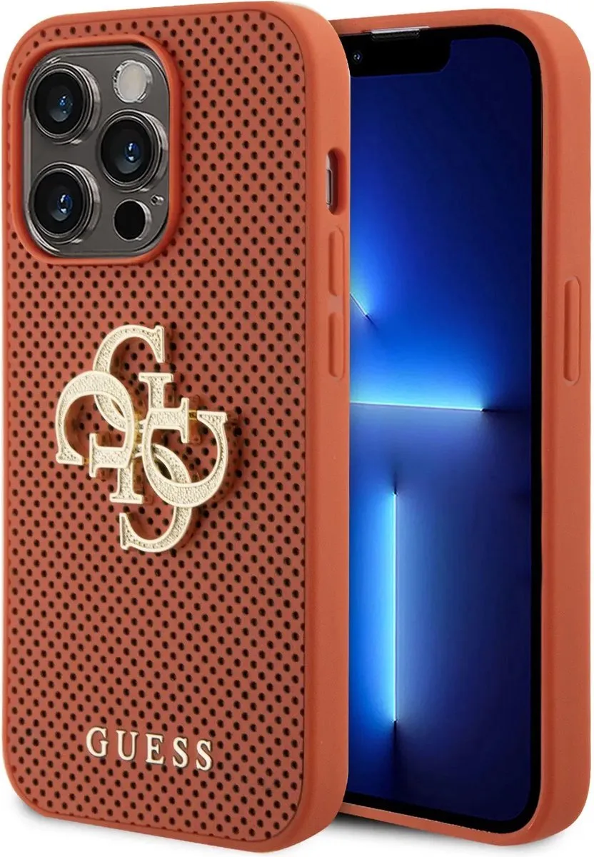 Perforated PU Leather Case with 4G Glitter for iPhone 15 Pro Max -Orange de Guess en Orange – photo produit