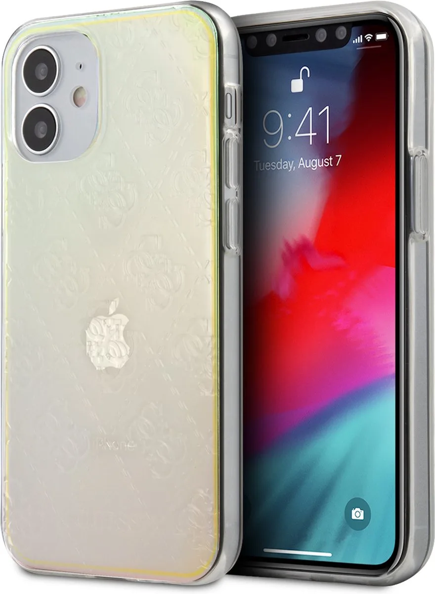 Print hoesje van Guess - Backcover - iPhone 12 Mini - 3D Pattern de Guess en Transparent – photo produit