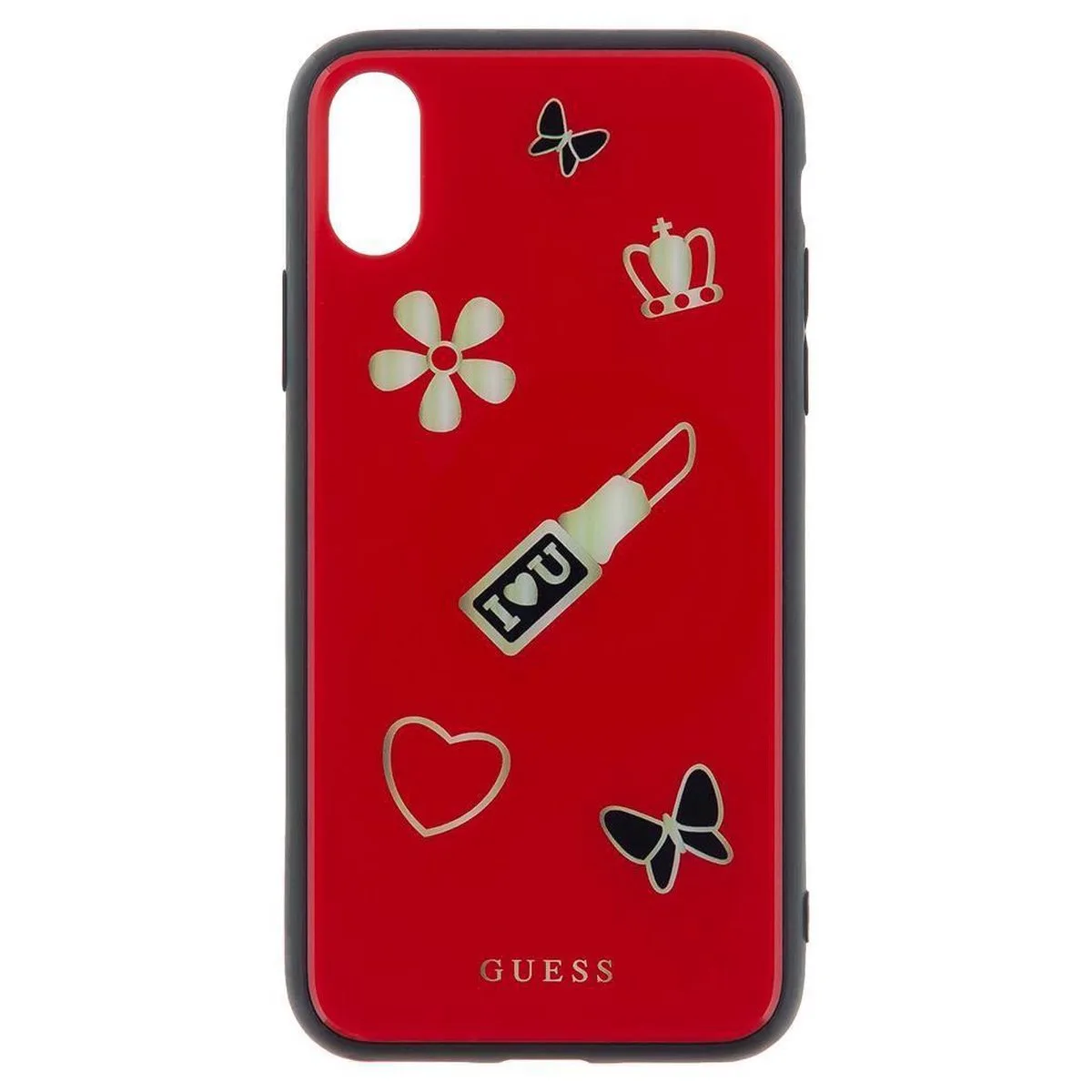 Print hoesje van Guess voor de iPhone X-Xs - Backcover fra Guess i Rød – produktbillede
