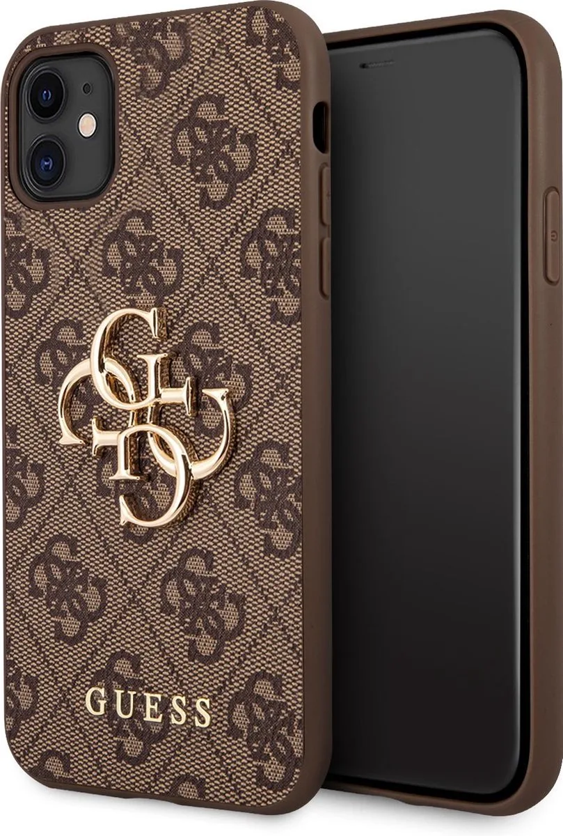 PU 4G metal Logo Case Geschikt Voor iPhone 11 van Guess in Bruin – productfoto