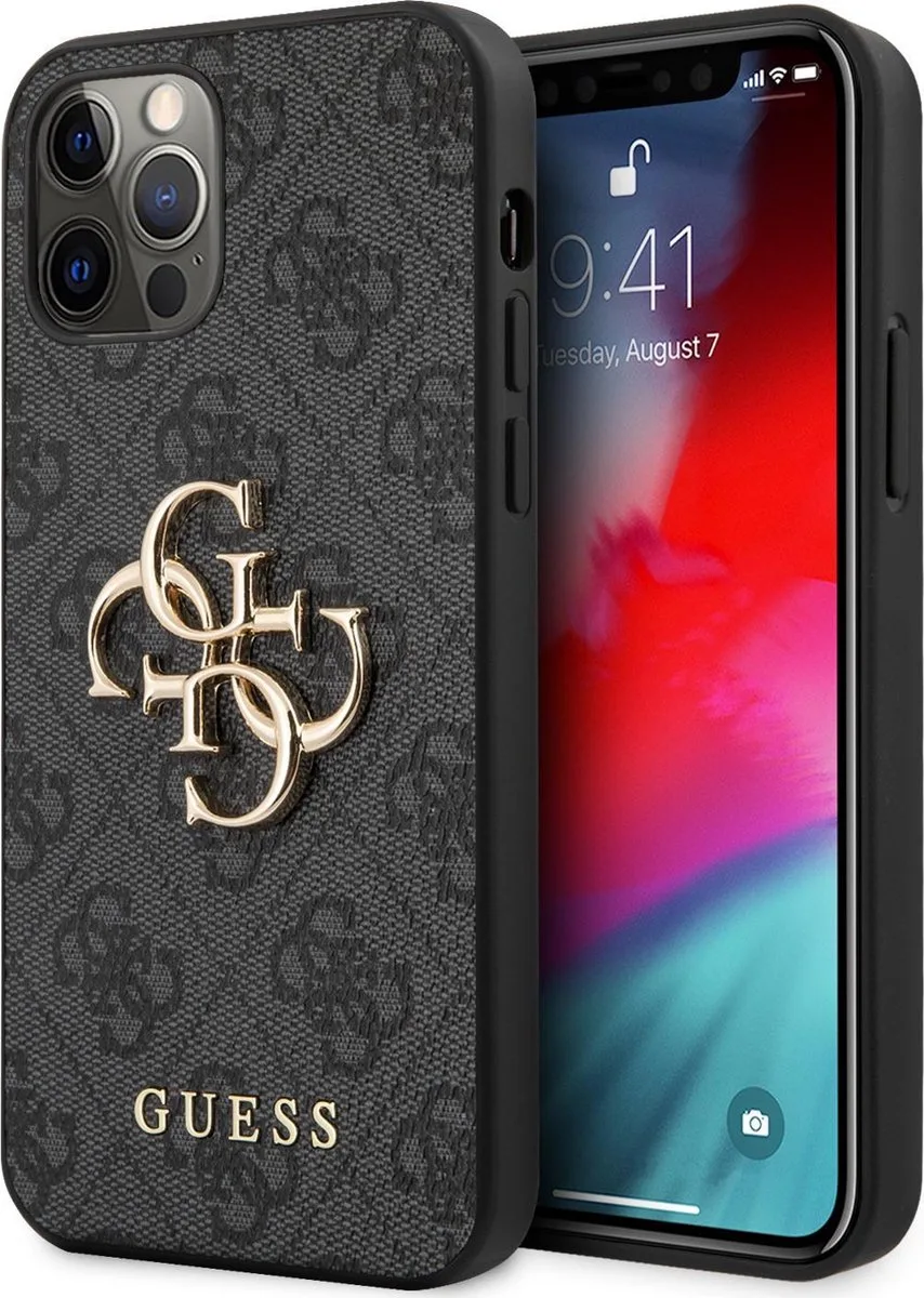 PU 4G metal Logo Case iPhone 12 Pro Max van Guess in Grijs – productfoto