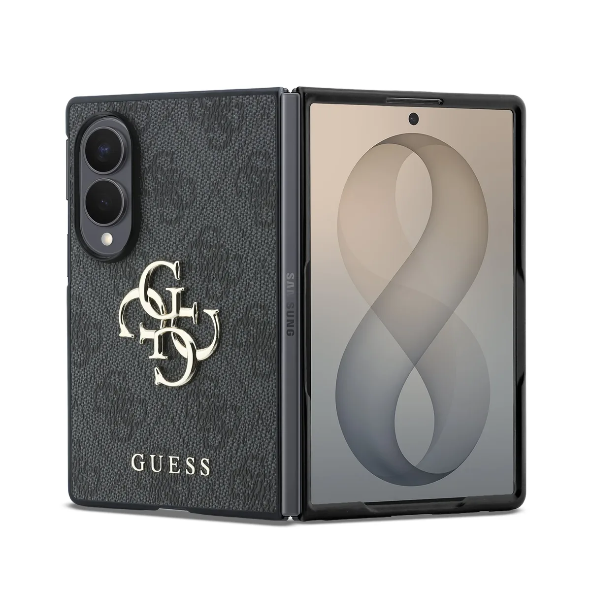 PU 4G Metal Logo Hoesje Samsung Galaxy Z Fold 8 - Grijs van Guess – productfoto