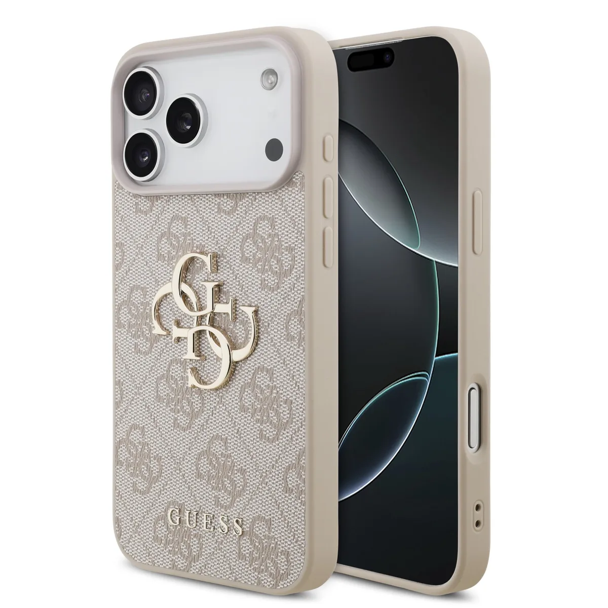 PU 4G Metal Logo hoesje voor iPhone 17 Pro Max en iPhone 18 Pro Max - Roze de Guess – photo produit
