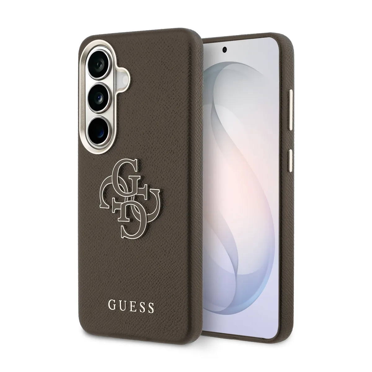 PU 4G Resin Metal Logo Hoesje Samsung Galaxy S26 - Bruin von Guess – Produktfoto