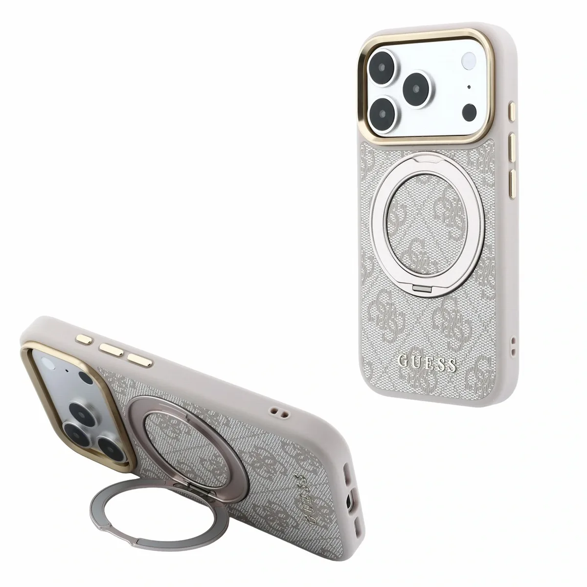 PU 4G Ring Stand MagSafe hoesje voor iPhone 17 Pro en iPhone 18 Pro - Roze van Guess – productfoto