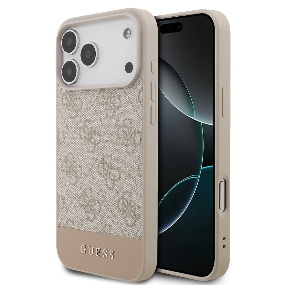 PU 4G Stripe hoesje voor iPhone 17 Pro Max en iPhone 18 Pro Max - Roze van Guess – productfoto