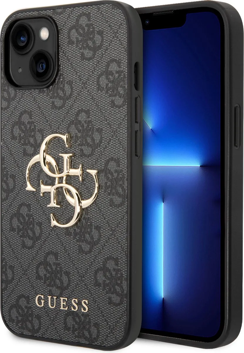 PU Back Cover Telefoonhoesje voor Apple iPhone 14 Plus - Beschermt tegen Kras & Schokken van Guess in Grijs – productfoto