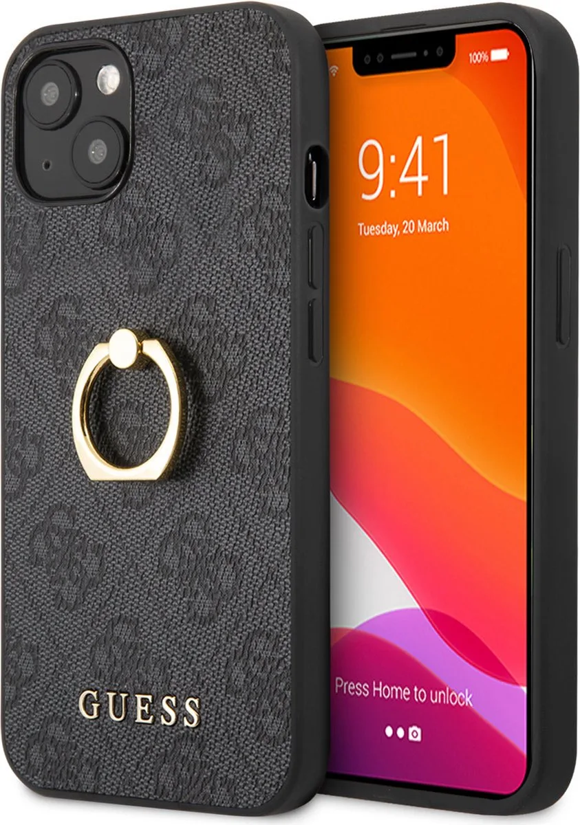 PU Back Cover Telefoonhoesje voor Apple iPhone 14 Plus - Beschermt tegen Kras & Schokken von Guess in Grau – Produktfoto