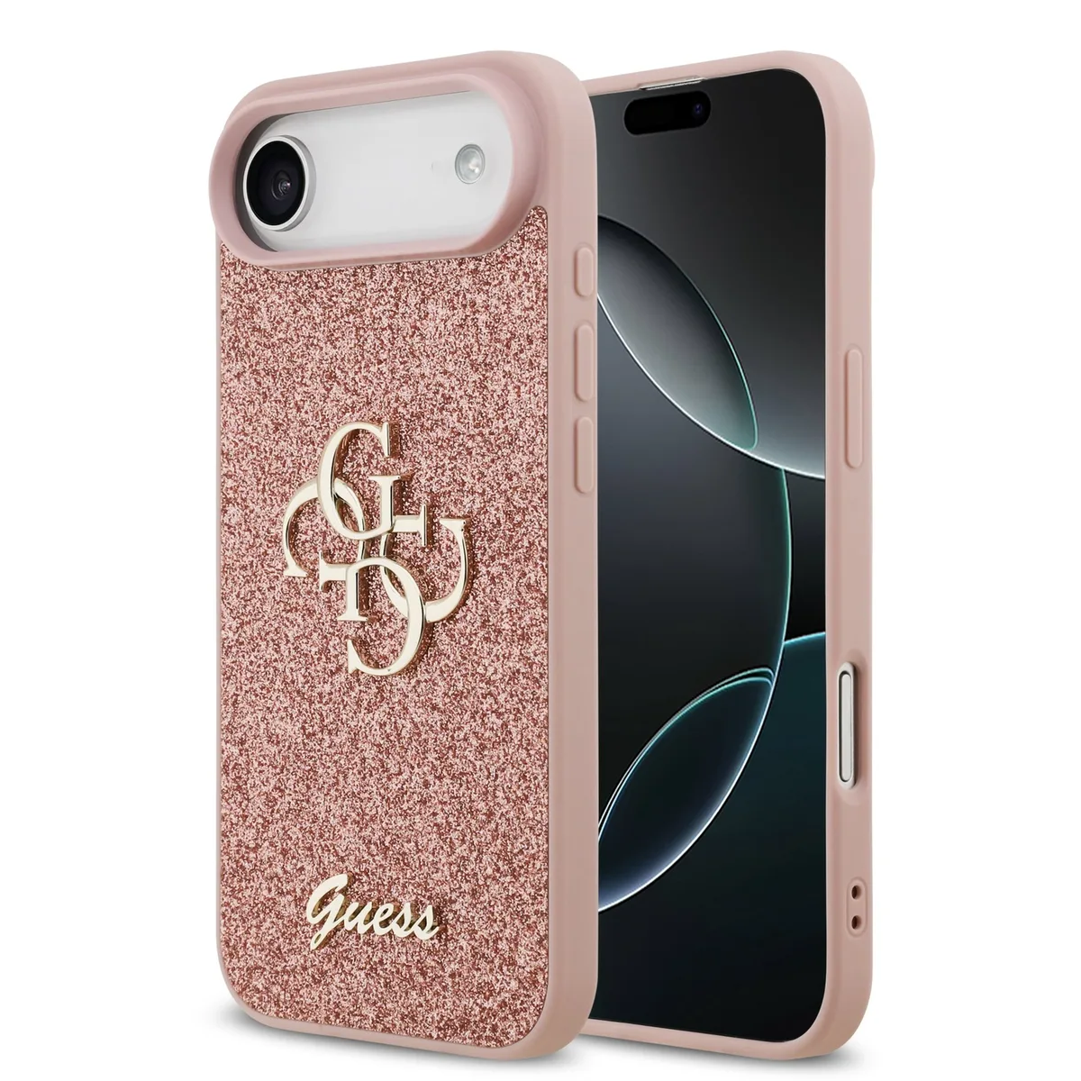 PU Glitter 4G Metal Logo iPhone Air Hoesje - Roze de Guess – photo produit
