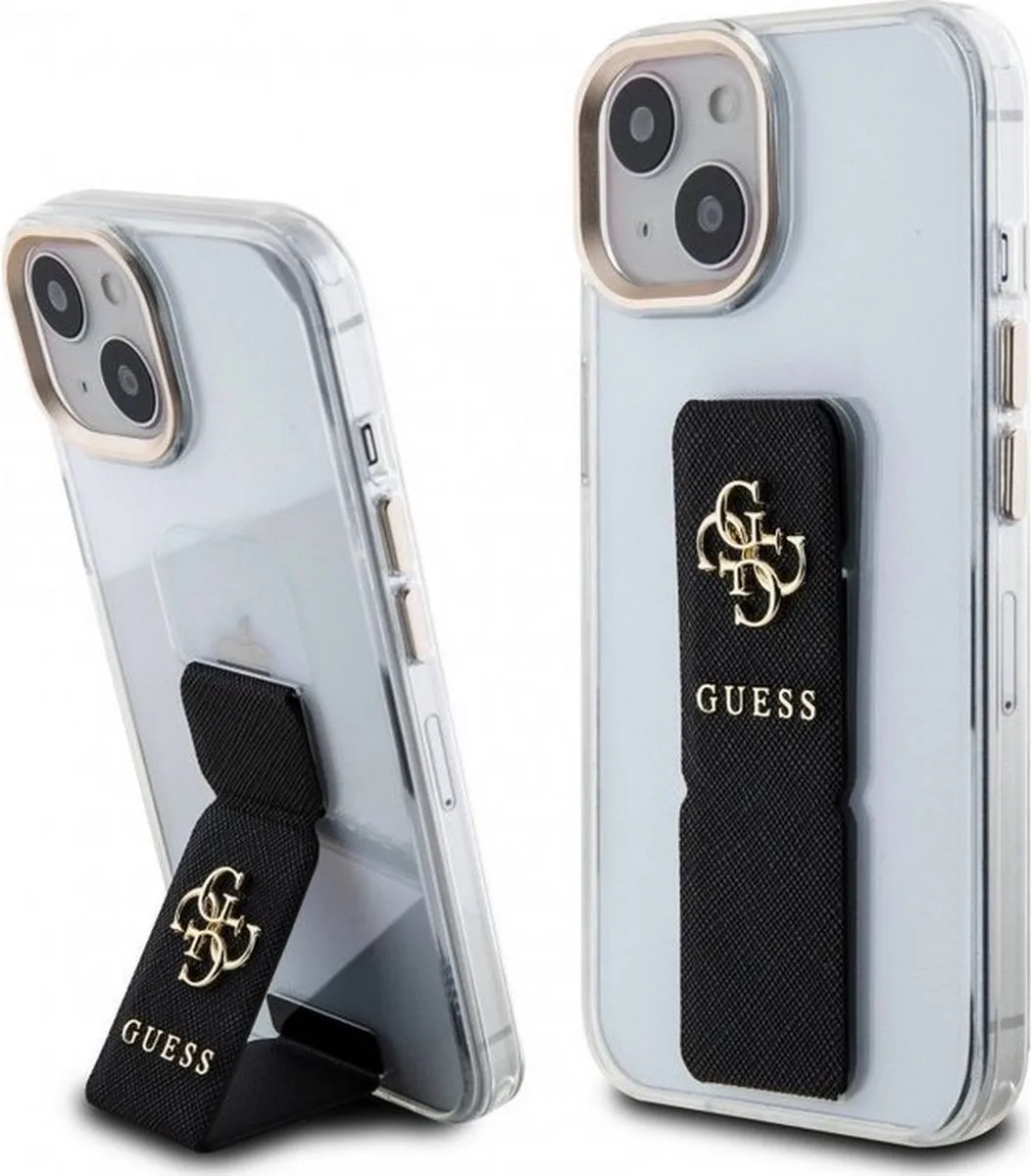 PU Grip Back Case - Geschikt voor Apple iPhone 15 (6.1") - Zwart/Transparant de Guess en Noir – photo produit