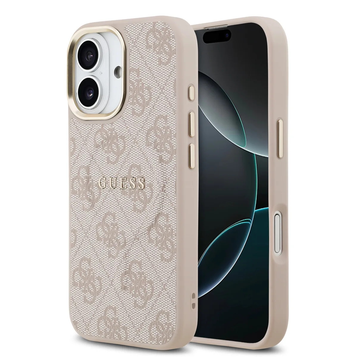 PU Leather 4G Gold Frame MagSafe Hoesje iPhone 17 - Roze van Guess – productfoto