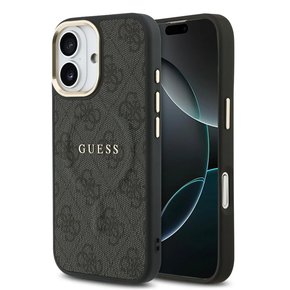PU Leather 4G Gold Frame MagSafe Hoesje iPhone 17 - Zwart de Guess – photo produit