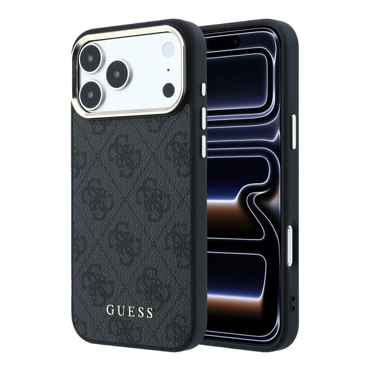 PU Leather 4G Gold Frame MagSafe Hoesje iPhone 18 Pro Max / 17 Pro Max - Zwart van Guess – productfoto