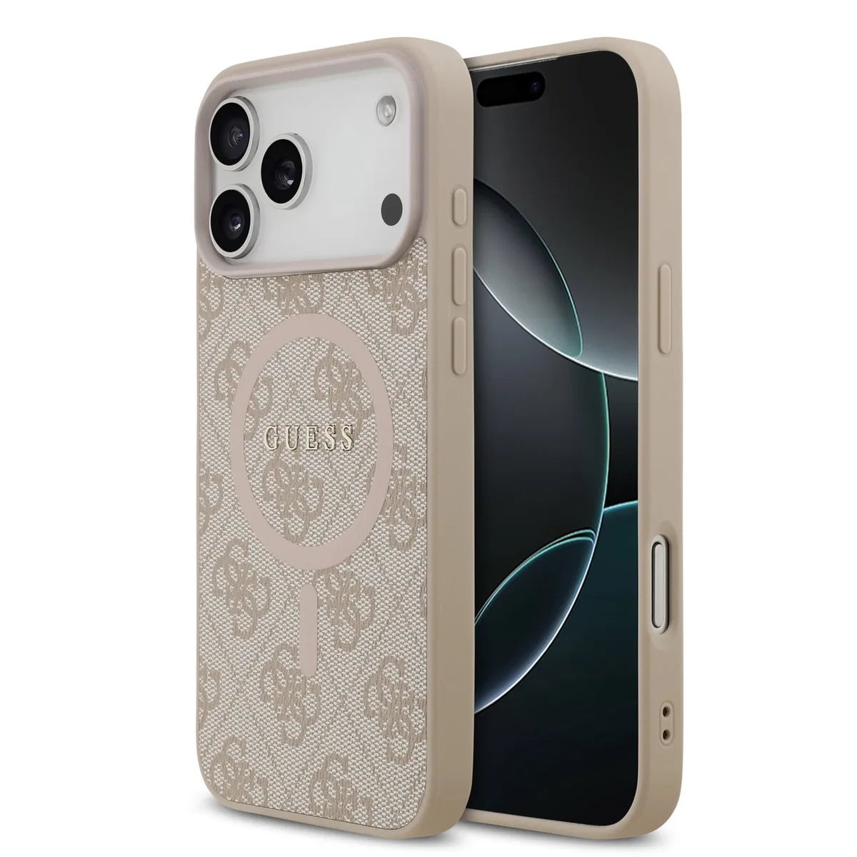 PU Leather 4G MagSafe hoesje voor iPhone 17 Pro Max en iPhone 18 Pro Max - Roze van Guess – productfoto