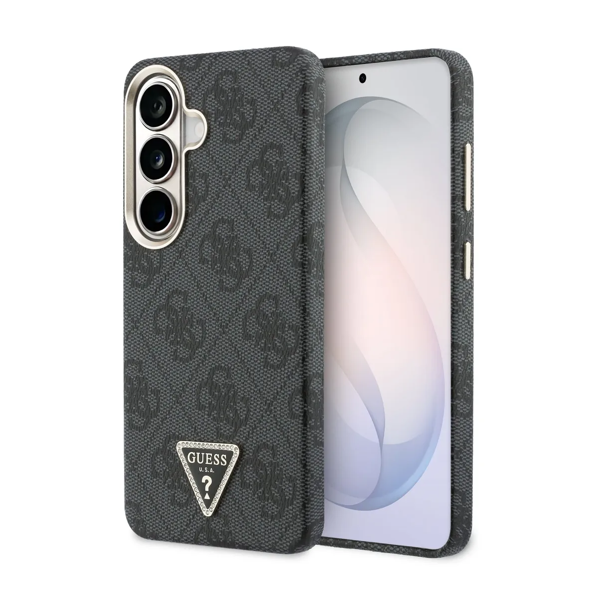 PU Leather 4G Strass Triangle Magnetisch Hoesje Samsung Galaxy S26 - Zwart van Guess – productfoto