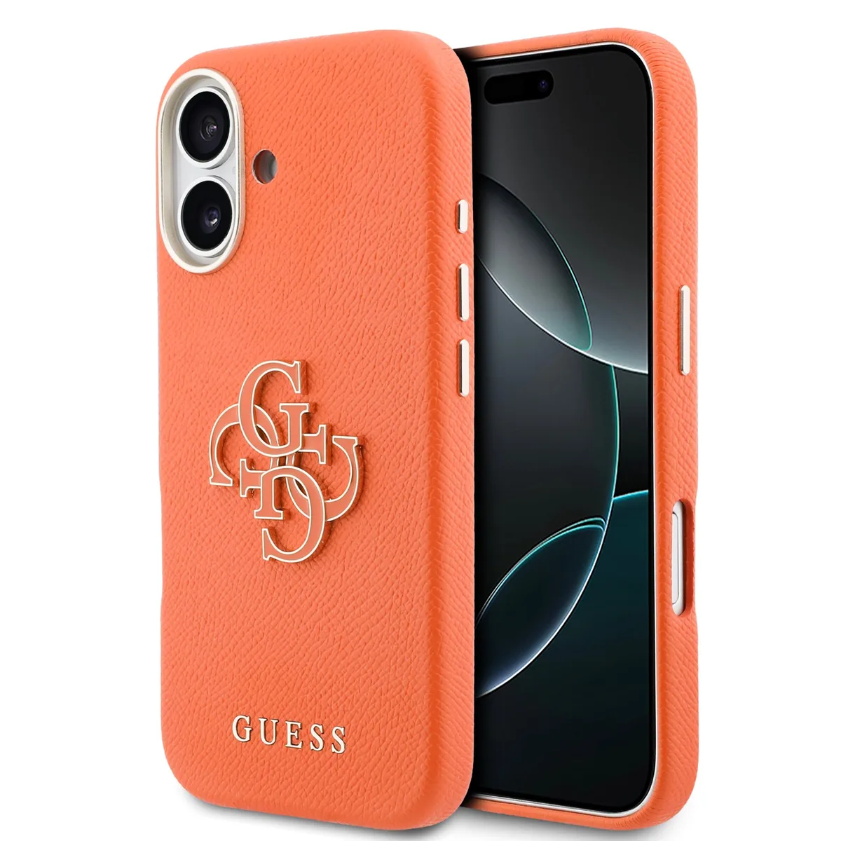 PU Resin Logo Hoesje iPhone 17 - Oranje von Guess – Produktfoto