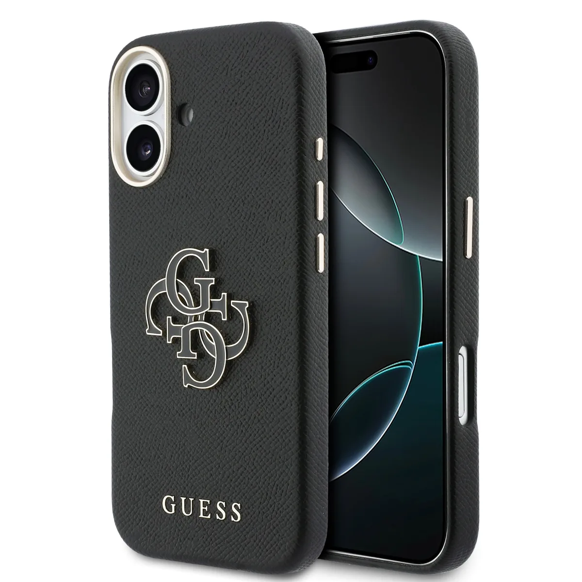 PU Resin Logo Hoesje iPhone 17 - Zwart de Guess – photo produit