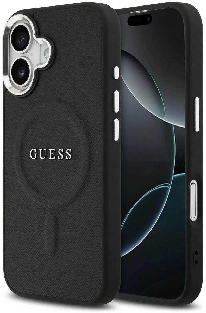 PU Saffiano Backcover - Geschikt voor iPhone 17 - MagSafe Compatibel de Guess en Noir – photo produit