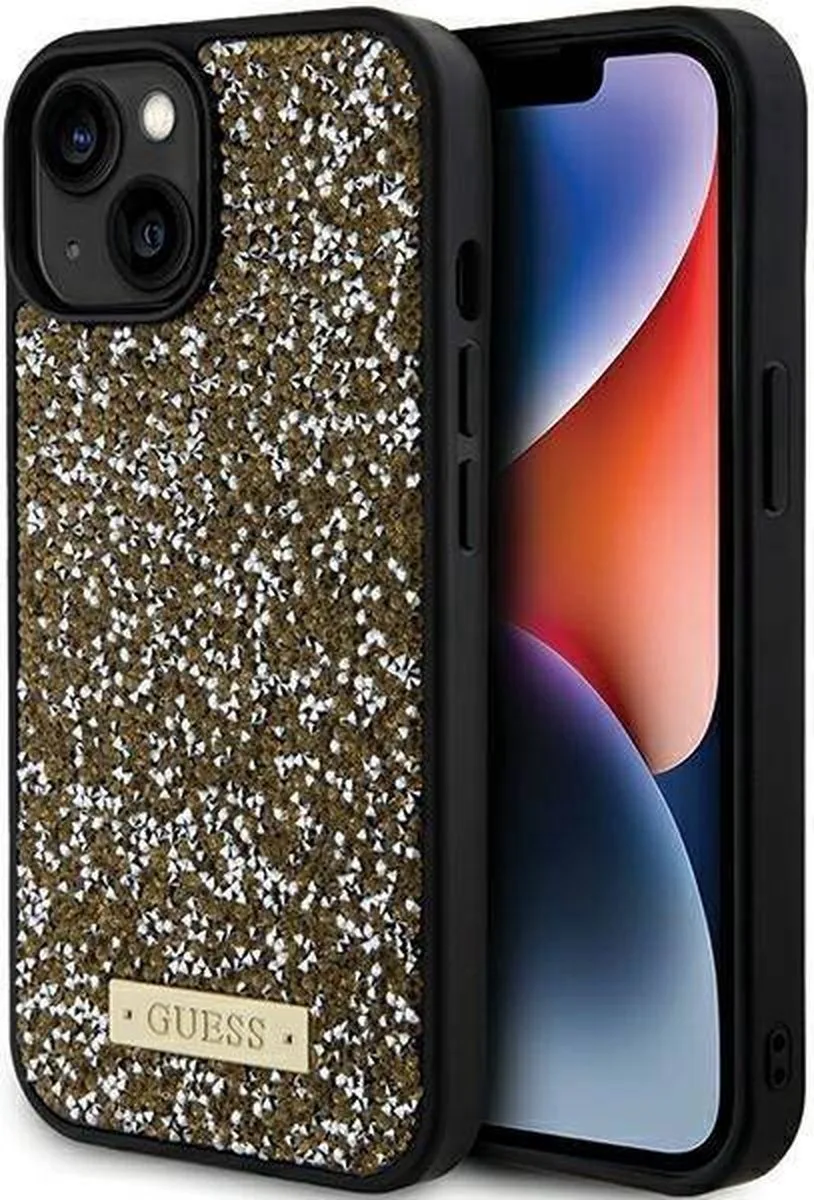 Rhinestones Back Case - Geschikt voor Apple iPhone 15 (6.1") van Guess in Goud – productfoto