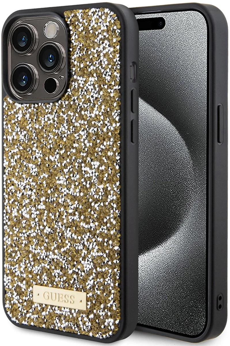 Rhinestones Back Case - Geschikt voor Apple iPhone 15 Pro Max (6.7") van Guess in Goud – productfoto
