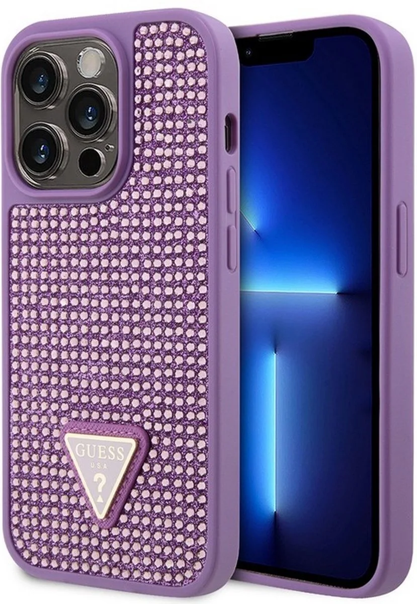 Rhinestones Back Cover - Geschikt voor Apple iPhone 15 Pro Max (6.7") de Guess en Violet – photo produit
