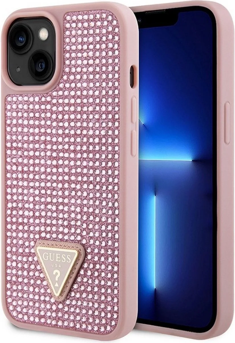 Rhinestones Back Cover voor Apple iPhone 15 (6.1") de Guess en Rose – photo produit