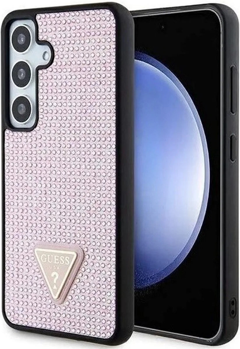Rhinestones Triangle Logo Back Case - Geschikt voor Samsung Galaxy S24 (S921) von Guess in Rosa – Produktfoto