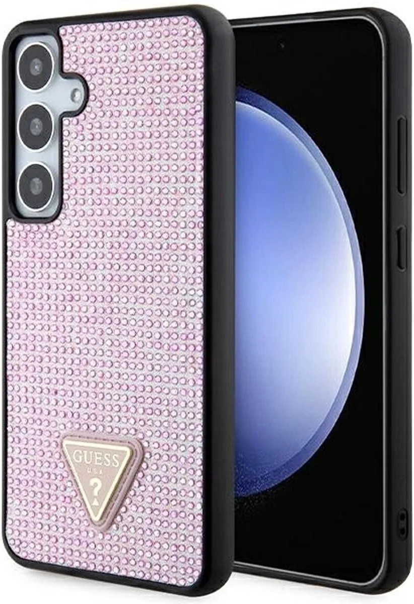 Rhinestones Triangle Logo Back Case - Geschikt voor Samsung Galaxy S24 Plus (S926) by Guess in Pink – product photo