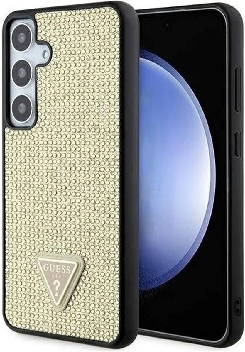 Rhinestones Triangle Logo Back Case - Geschikt voor Samsung Galaxy S24 (S921) van Guess in Goud – productfoto