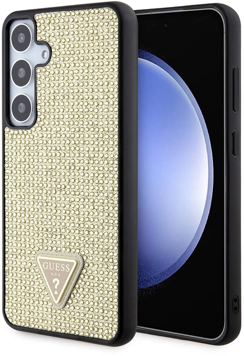 Rhinestones Triangle Logo Back Case - Geschikt voor Samsung Galaxy S24 Plus (S926) van Guess in Goud – productfoto