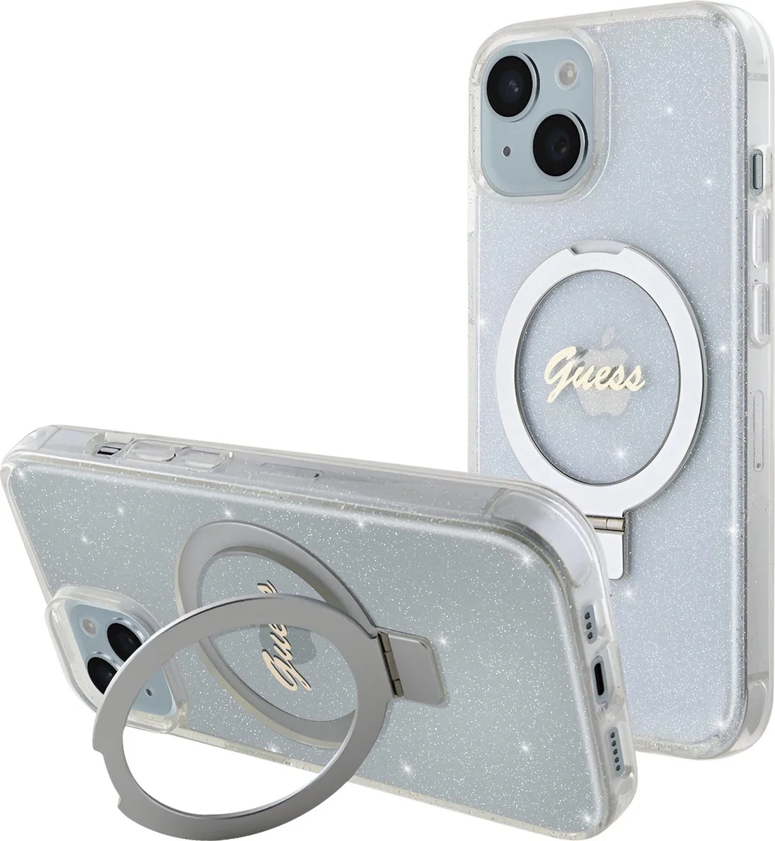 Ring Glitter Back Case (MagSafe Compatible) - Geschikt voor Apple iPhone 15 Plus (6.7") by Guess in Transparent – product photo