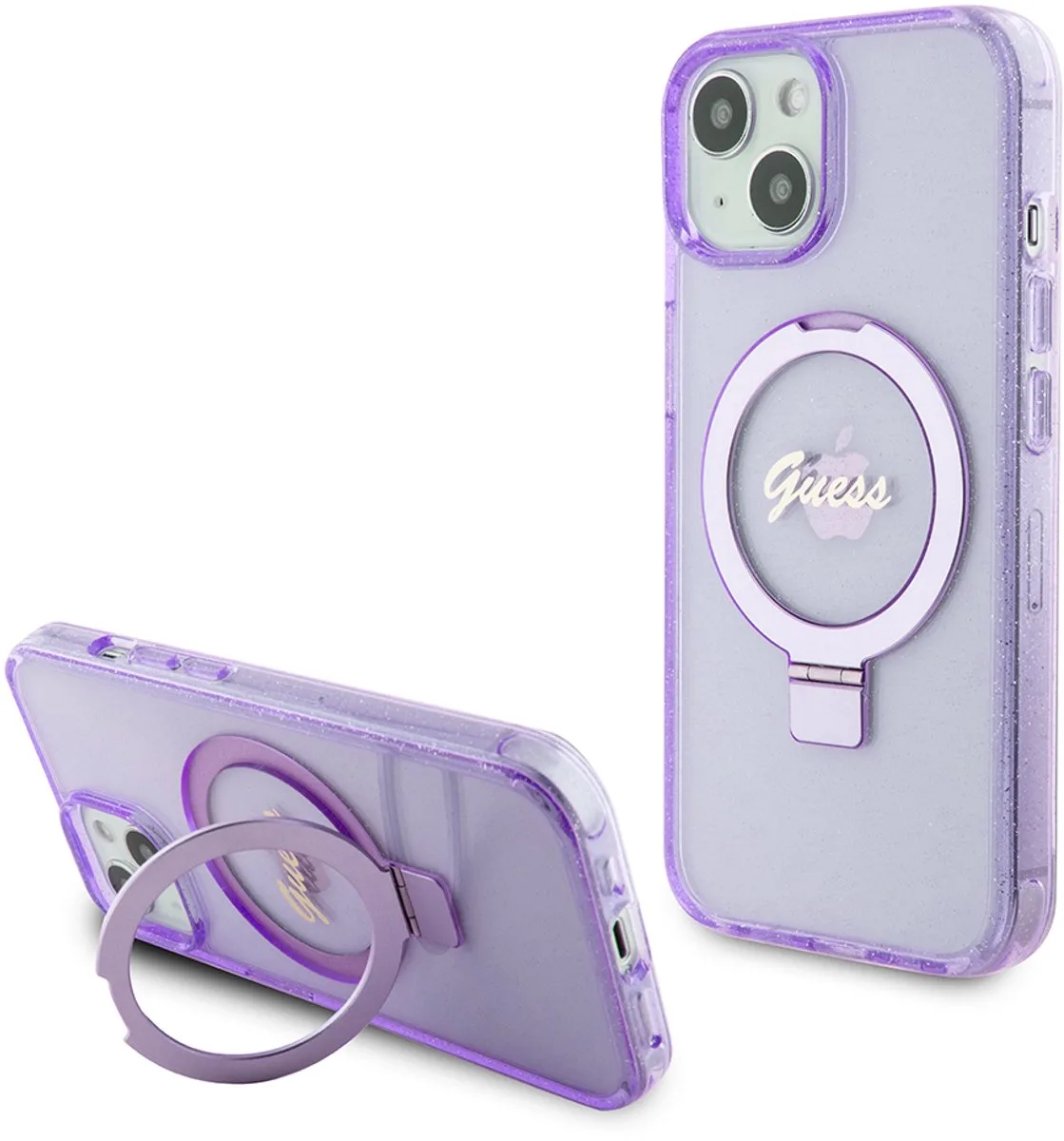 Ring Glitter Back Case (MagSafe Compatible) - Geschikt voor Apple iPhone 15 Plus (6.7") fra Guess i Lilla – produktbillede