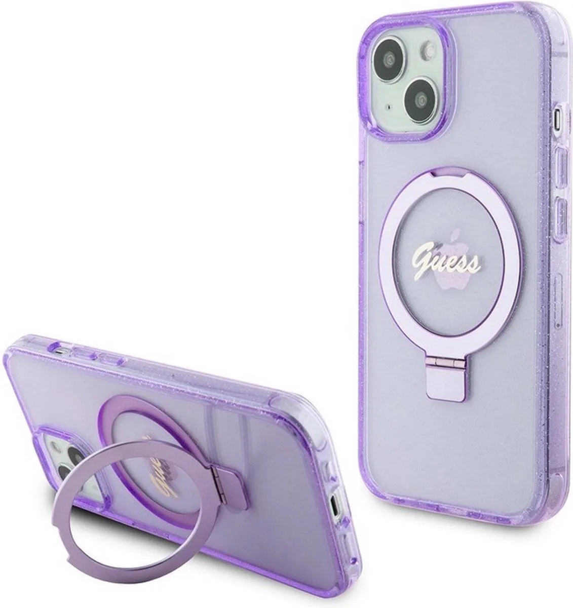Ring Glitter Back Case (MagSafe Compatible) - Geschikt voor Apple iPhone 15 (6.1") by Guess in Purple – product photo
