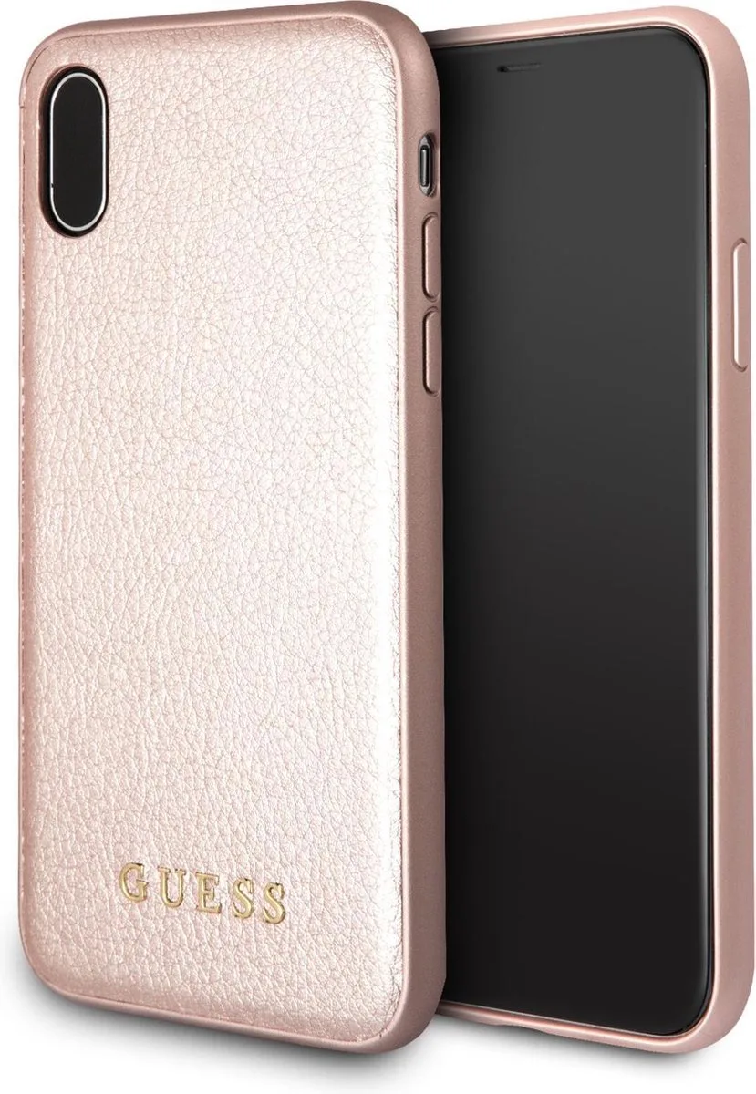 Roze iriDescent Hardcase voor iPhone X / Xs från Guess i Rose Goud – produktbild