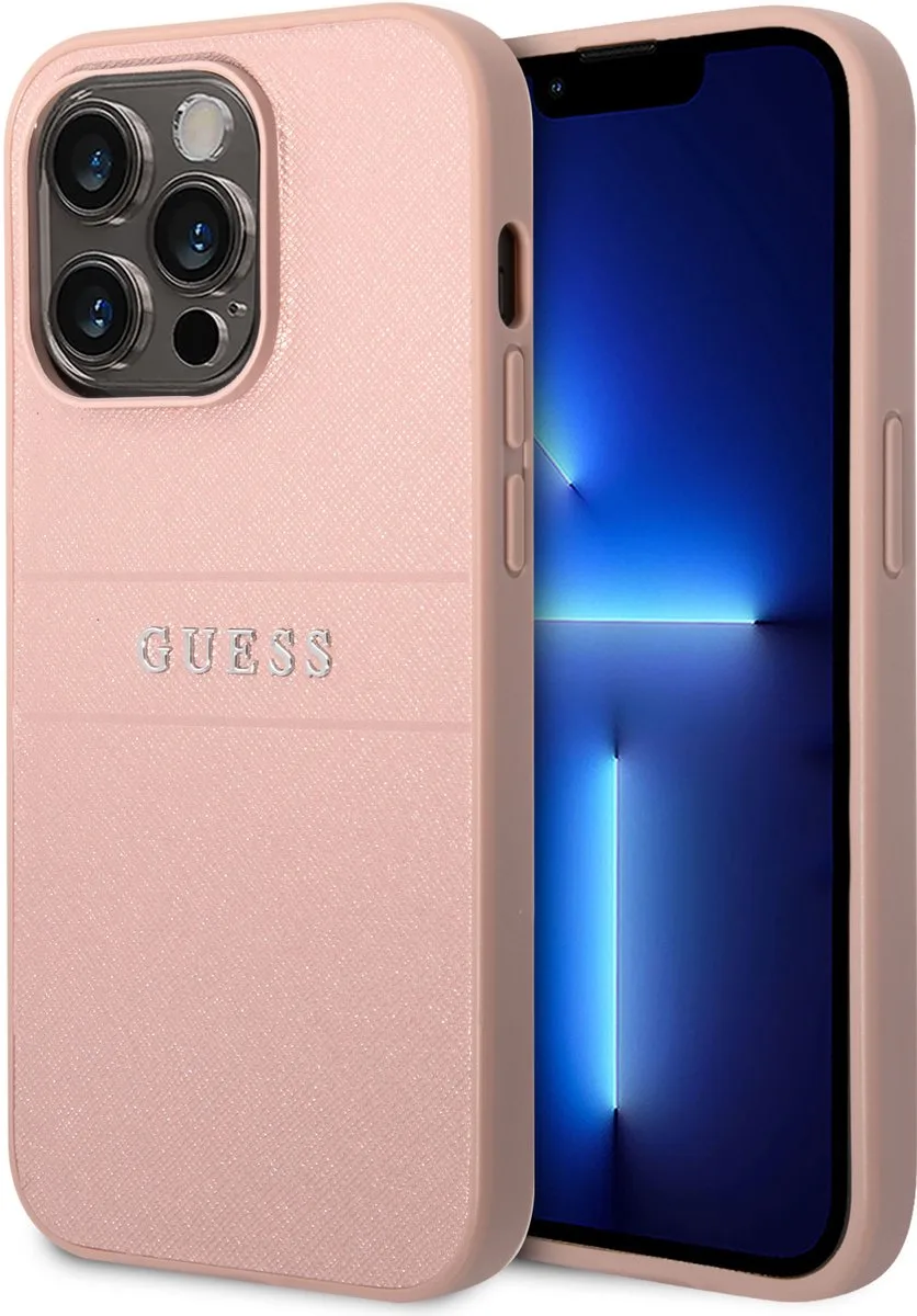 Saffiano Back Case - Geschikt voor Apple iPhone 14 Pro (6.1") fra Guess i Lyserød – produktbillede