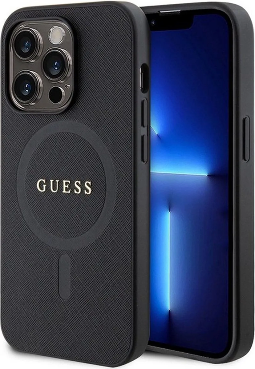 Saffiano Back Case (MagSafe Compatible) - Apple iPhone 15 Pro (6.1") de Guess en Noir – photo produit