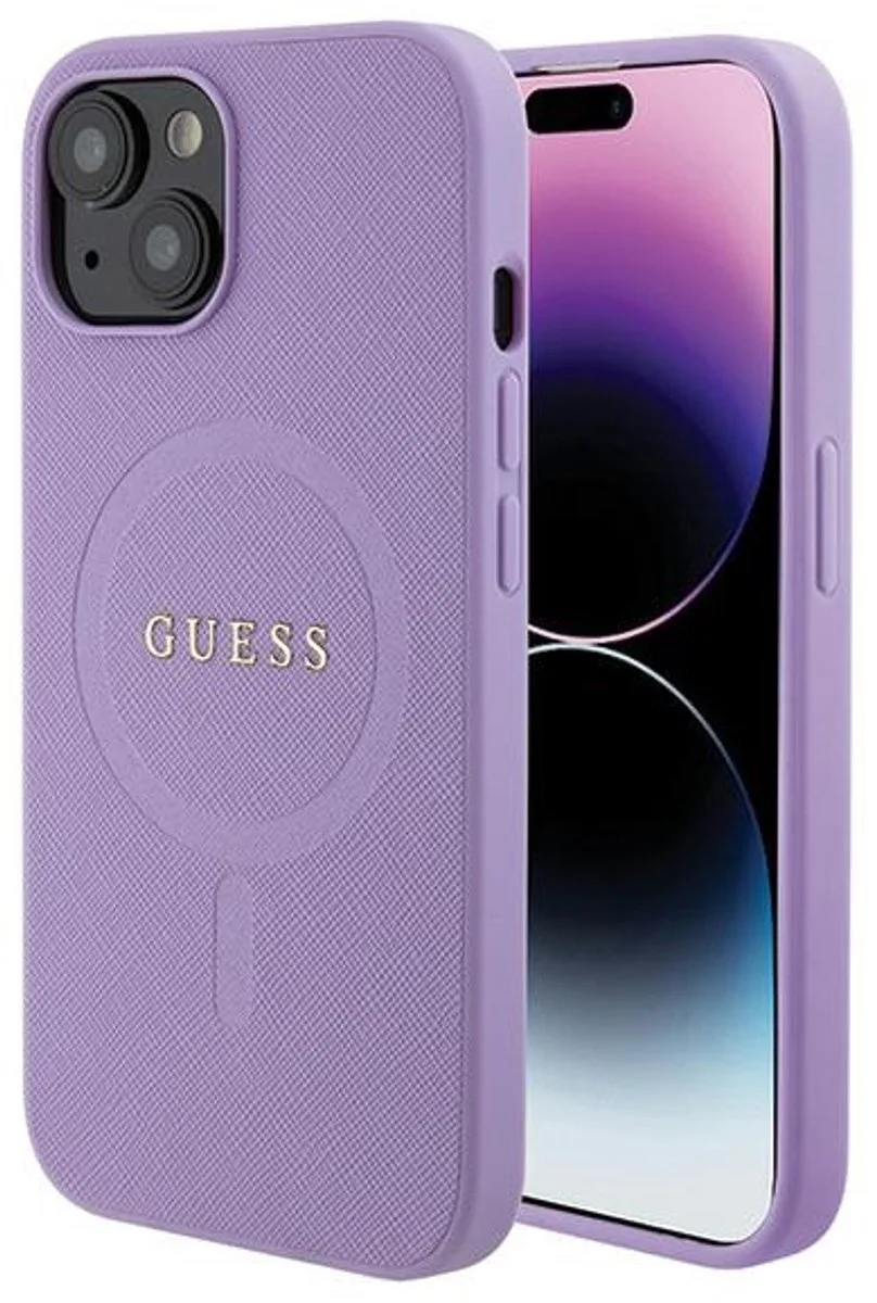 Saffiano Back Case (MagSafe Compatible) - Geschikt voor Apple iPhone 15 Plus (6.7") von Guess in Lila – Produktfoto